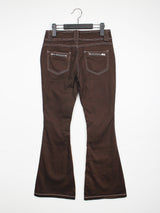 ブラウン ステッチ ブーツカット トラウザー / brown stitch bootcut trousers