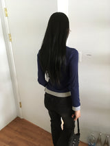 Jettyレイヤード配色Vネックトット長袖Tシャツ