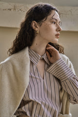 カラーカットアウトシャツ/COLLAR CUTOUT SHIRT_BEIGE