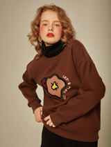 SETSETSET BIG FLOWER NAPPING SWEAT SHIRT BROWN (6652493856886)