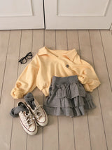 [New spring product 10%][BELLIDE MADE]襟付きクロップド刺繍スウェットシャツ