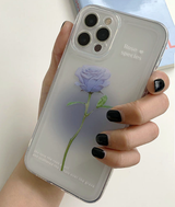 ローズブルーハートIPhoneトランスペアレントケース / Rose Blue Heart iPhone Transparent Case