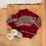 [2 colors] Nordic Raglan Half Zip-Up Knitwear