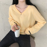 [Bellide made] Soft loose V-neck knitwear