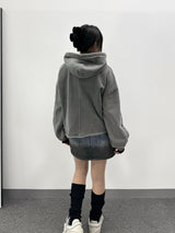 Cut-Off Cutting Hooded Zip-Up