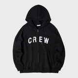 クルーネックフーディージップアップ/CREW HOOD ZIP UP (BLACK)