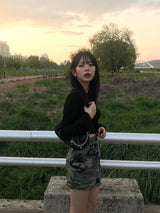 Military cargo mini skirt