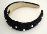 ツイードパールカチューシャ/tweed pearl hairband black