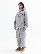 Balloon over cargo fleece jogger pants Melange Gray
