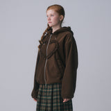 FRILL HEART HOODIE, BROWN