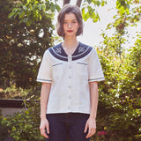 ポケットセーラー刺繍ブラウス / Pocket Sailor Embroidered Blouse (NAVY)
