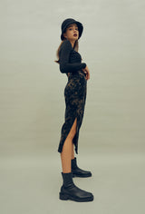 ケミカルウォッシュ風コーデュロイスカート / HIDE Slit Long Skirt (4606125572214)