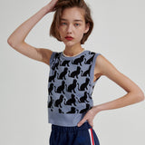 Luna Cat Knit vest [Blue] (6679675666550)