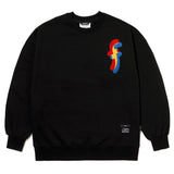 フィールグッドオーバーサイズドヘビースウェットシャツ / 22 FEEL GOOD OVERSIZED HEAVY SWEAT CREWNECK WHITE MELANGE / BLACK