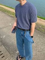 モグブックルラウンドショートスリーブニット