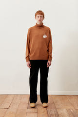 キルシーミドルチェリーハイネックニット／UNI MIDDLE WHITE CHERRY ROUND KNIT SHIRT KA [BROWN] (6597396267126)