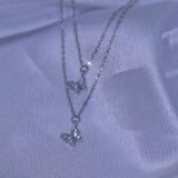 Double mini butterfly layered necklace