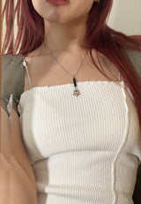 Black drop-star necklace