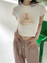 [MADE] エルカバニーラビットプリントクロップド半袖Tシャツ / Elka Bunny Rabbit Print Cropped Short Sleeve T-Shirt