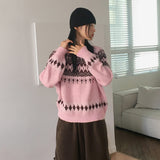 Babe ヴィンテージ スノーフレーク ノルディック ラウンド長袖ニット