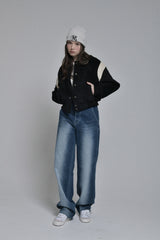クロップバーシティージャンパー / crop varsity jumper (black)