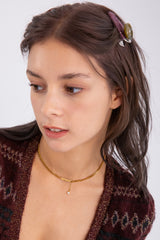 ロゴバーウィズドロップチェーンチョーカーネックレス/Logo bar with drop chain choker necklace