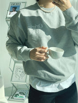 original logo sweat shirt. melange gray
