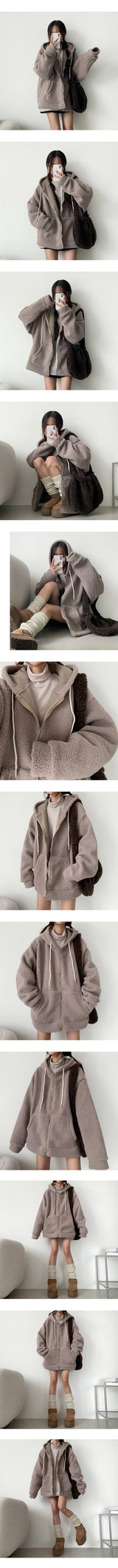[BIG Size] Robe King Warm Wool Zip-Up Hoodie