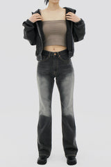 サンディンググレーブーツカットデニムパンツ/no.3015 Sanding Gray Bootcut Denim Pants