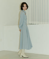 HIGH WAIST FLARE MAXI SKIRT - NILE BLUE (6689409171574)