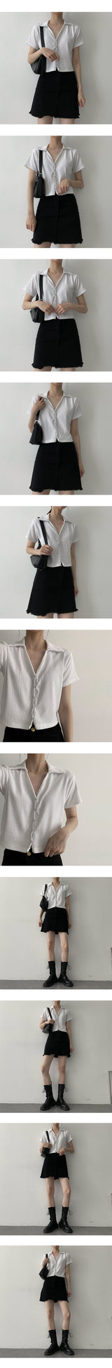 ロックカラースナップショートスリーブカーディガン / Lock Collar Snap Short-Sleeved Cardigan