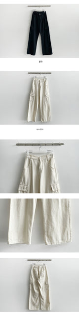 Tantan Cotton Cargo Pocket Wide Pants