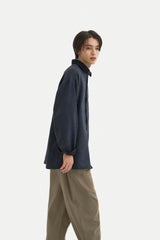 コントラスティングポイントコーデュロイシャツ/Contrasting point corduroy shirt S112 Navy&Black