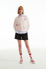 チェリーオープンカラースウェットシャツ / CHERRY OPEN COLLAR SWEATSHIRT [SALMON]