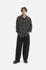 ルブルイヤールウールカラーカーディガンシャツ/Le brouillard Wool collar cardigan shirt S113 Black