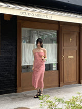 グリックフラワースクエアロングナシワンピース/Greek Flower Square Long Sleeveless Dress