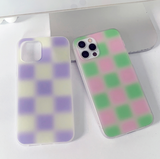 チェックブラーイェローパープルフォーンケース / Check Blur yellowpurple Phone Case