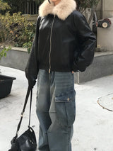 vintage fur two-way blouson jumper