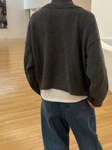 Bent knit cardigan zip up 