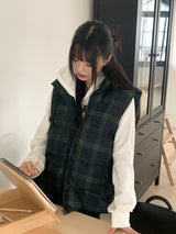 レンティルオーバーフィットウェロンチェックパッデッドベスト