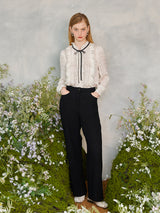 フリルシャーリングリボンブラウス / Frill Shirring Ribbon Blouse