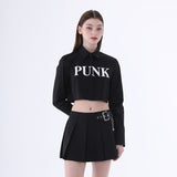 パンククロップシャツ/0 1 punk crop shirt - BLACK