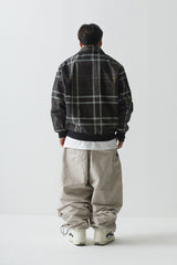 ビッグロゴカラーバーシティジャケット/BSR2223FWJK026 BIG LOGO COLLAR VARSITY JACKET BLACK CHECK