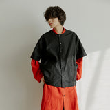 ラウンドハーフシャツ / unisex round half shirts jacket black