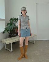 ティアショートスリーブボタンTシャツ/Tear Short Sleeve Button T-shirt (4color)