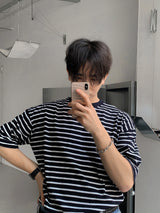 ASCLOシングルボーダー半袖Tシャツ(9color)