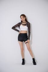 チョーカーシースルークロップTシャツ / TOP(9370) Choker See-through Crop Tee