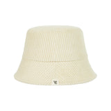 Wide Corduroy Label Bucket Hat Cream
