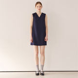 Vネックミニマルミニドレス / V-neck minimal mini dress_navy