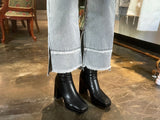 セミワイドフィットシングルダイレクションスリットデニムパンツ